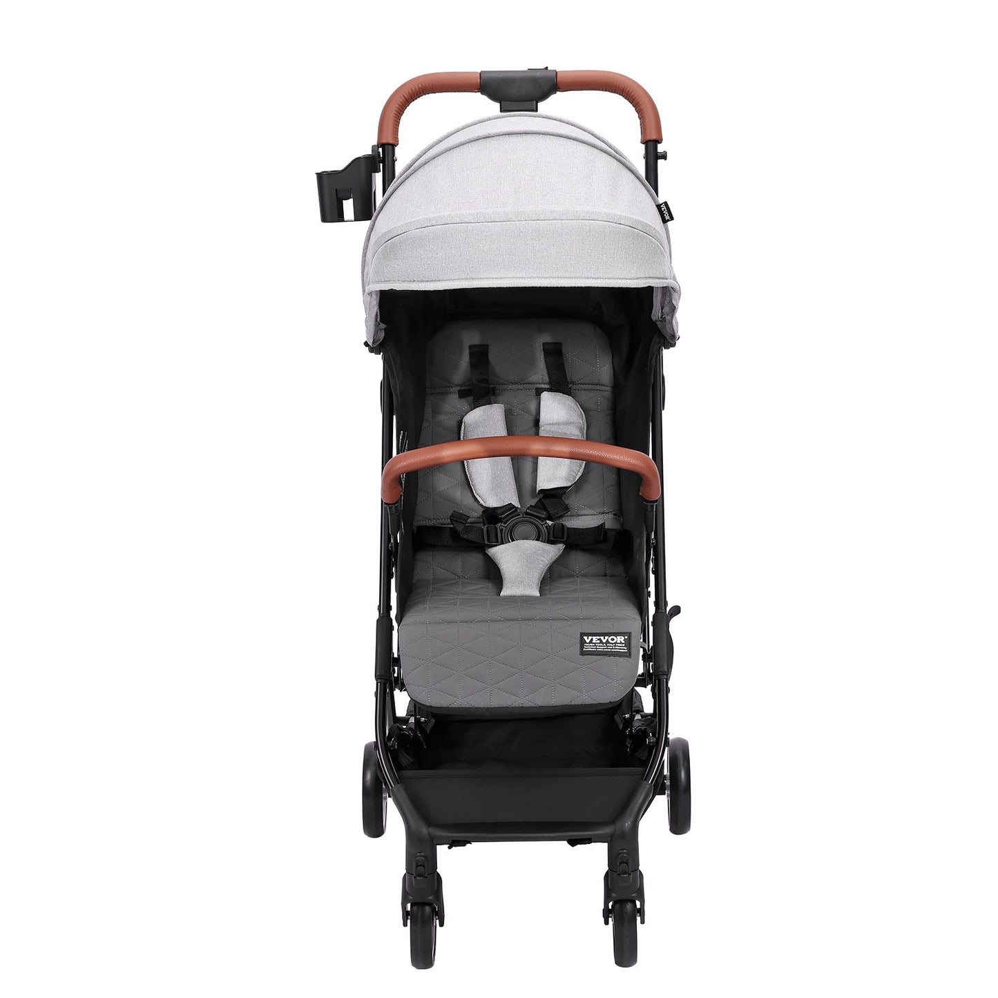 VEVOR Baby Stroller – Lightweight, Foldable, Adjustable with Cup Holder & Carry Bag (Light Grey)