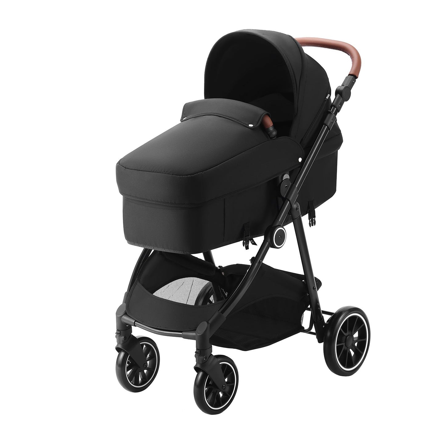 VEVOR Baby Stroller – Foldable, Reversible Seat with Bassinet & Adjustable Backrest (Black)