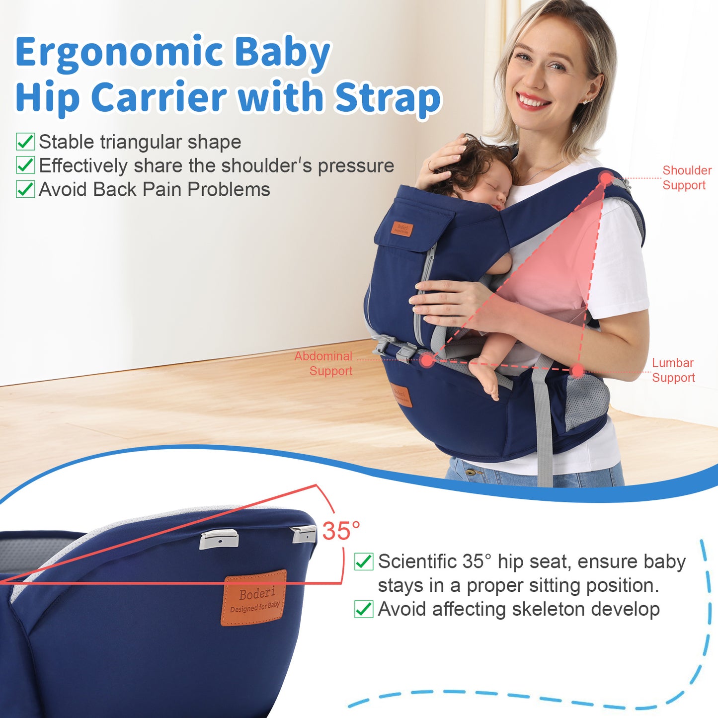 Multi-Functional Baby Carrier with Waist Stool – Dual-Use for Front & Back Carrying (Newborn to Toddler)